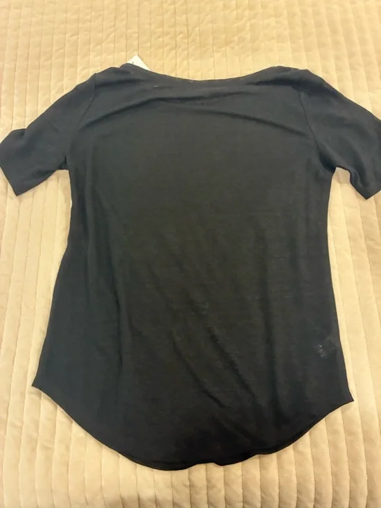 LOFT Linen Black Scoop Neck Short Sleeve Tee NEW XS - Picture 7 of 7
